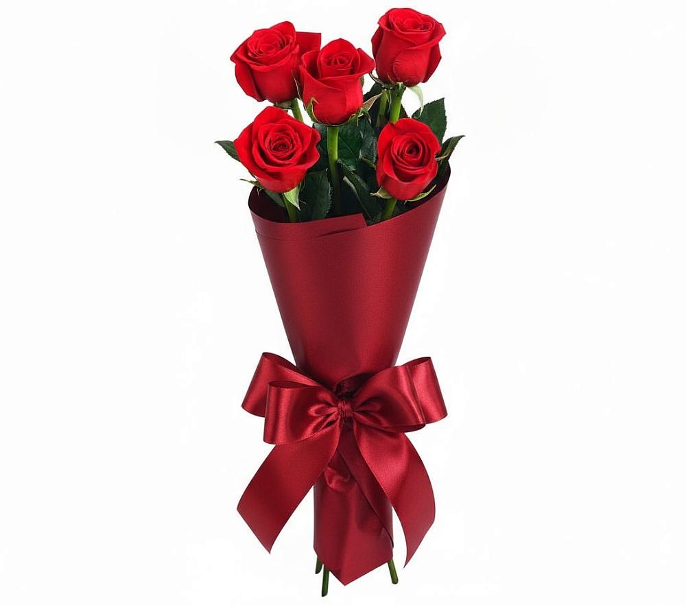 Букет 5 Красных роз Эдлесс Лав в Себрово