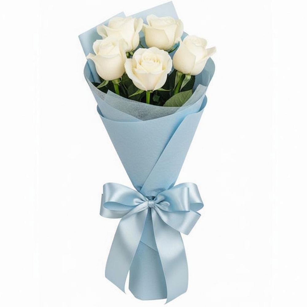 Букет 5 Белых роз Проуд в Себрово