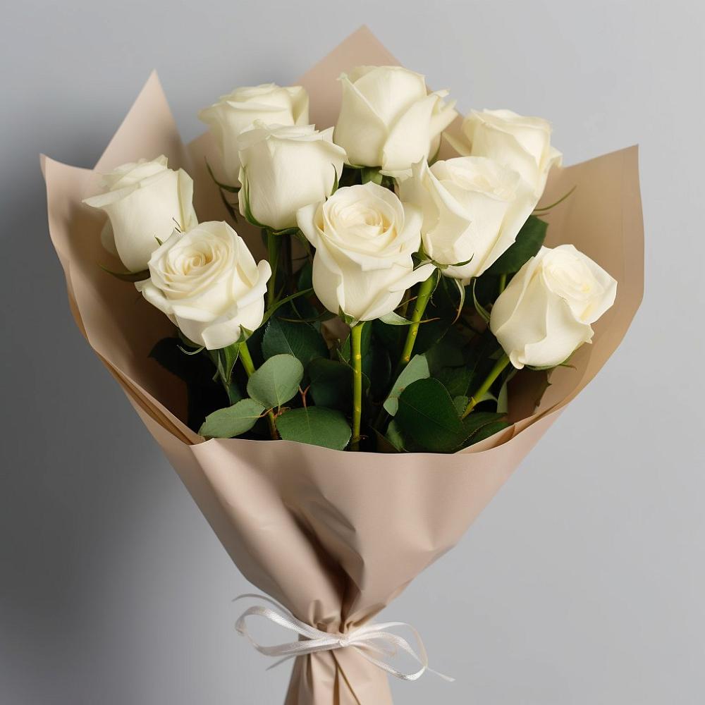 Букет 9 Белых роз Эдлесс Лав в Себрово