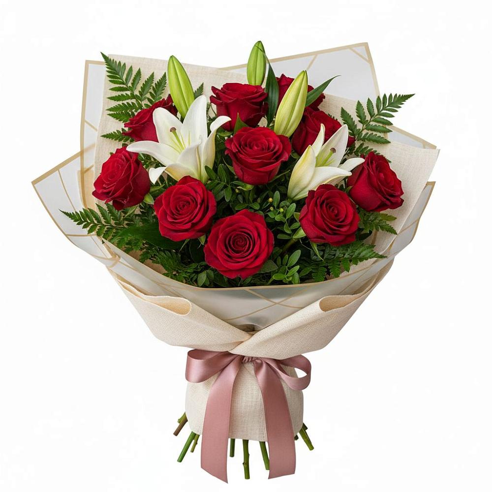 Букет цветов из: Лилии и Розы в Себрово