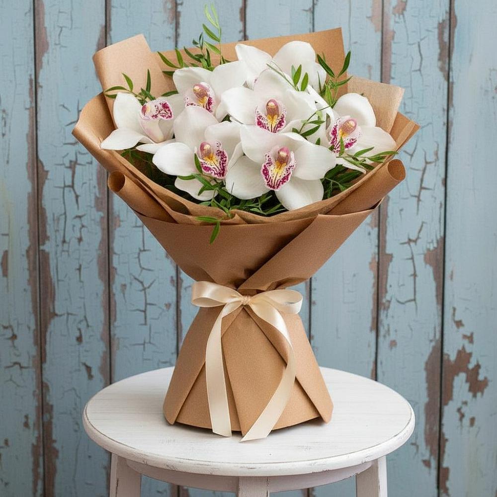 Букет цветов из: Орхидеи и Розы в Себрово