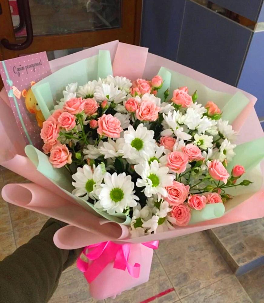 Букет цветов из: Розы и Хризантемы в Себрово