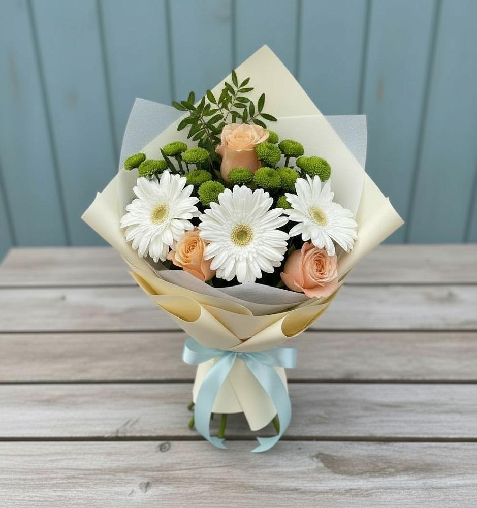 Букет цветов из: Герберы, Розы и Хризантемы в Себрово