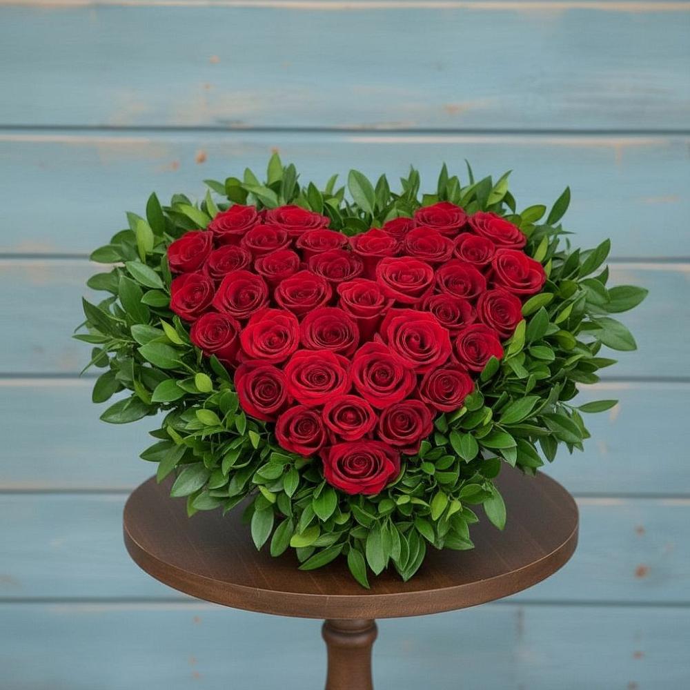 Цветочная композиция из Розы в виде сердца в Себрово