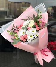 Букет цветов из:  Розы, Лизиантусы и Хризантемы в Себрово