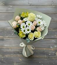 Букет цветов из:  Альстромерии, Розы и Хризантемы в Себрово