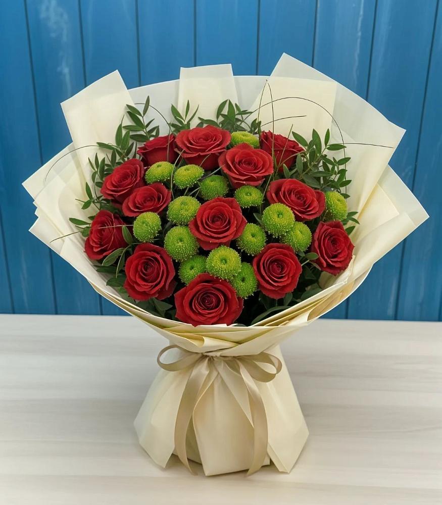 Букет цветов из: Розы и Хризантемы в Себрово